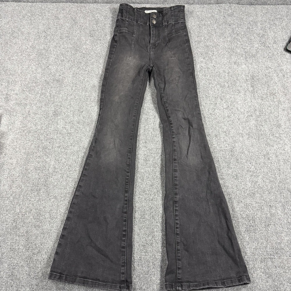 We The‎ Free Jeans Womens 25 Black Flare Bell Bottom High Rise Denim Stretch